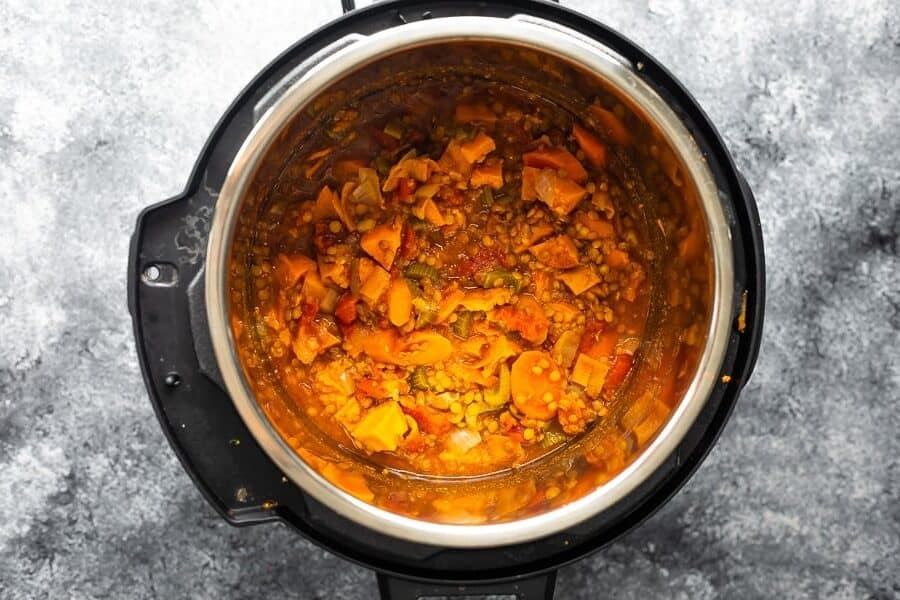 moroccan lentils in instant pot after cooking