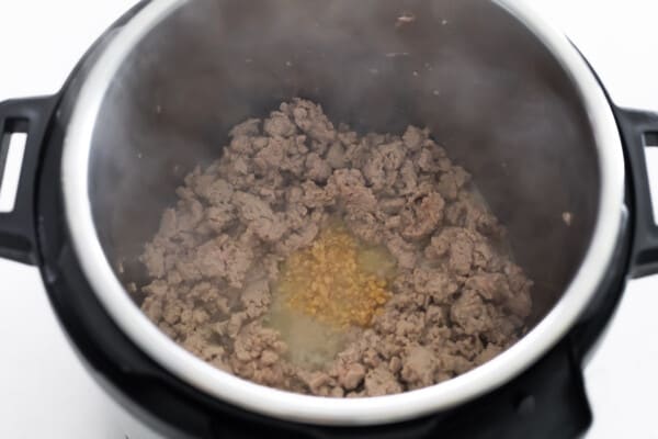 ground turkey and minced garlic in instant pot