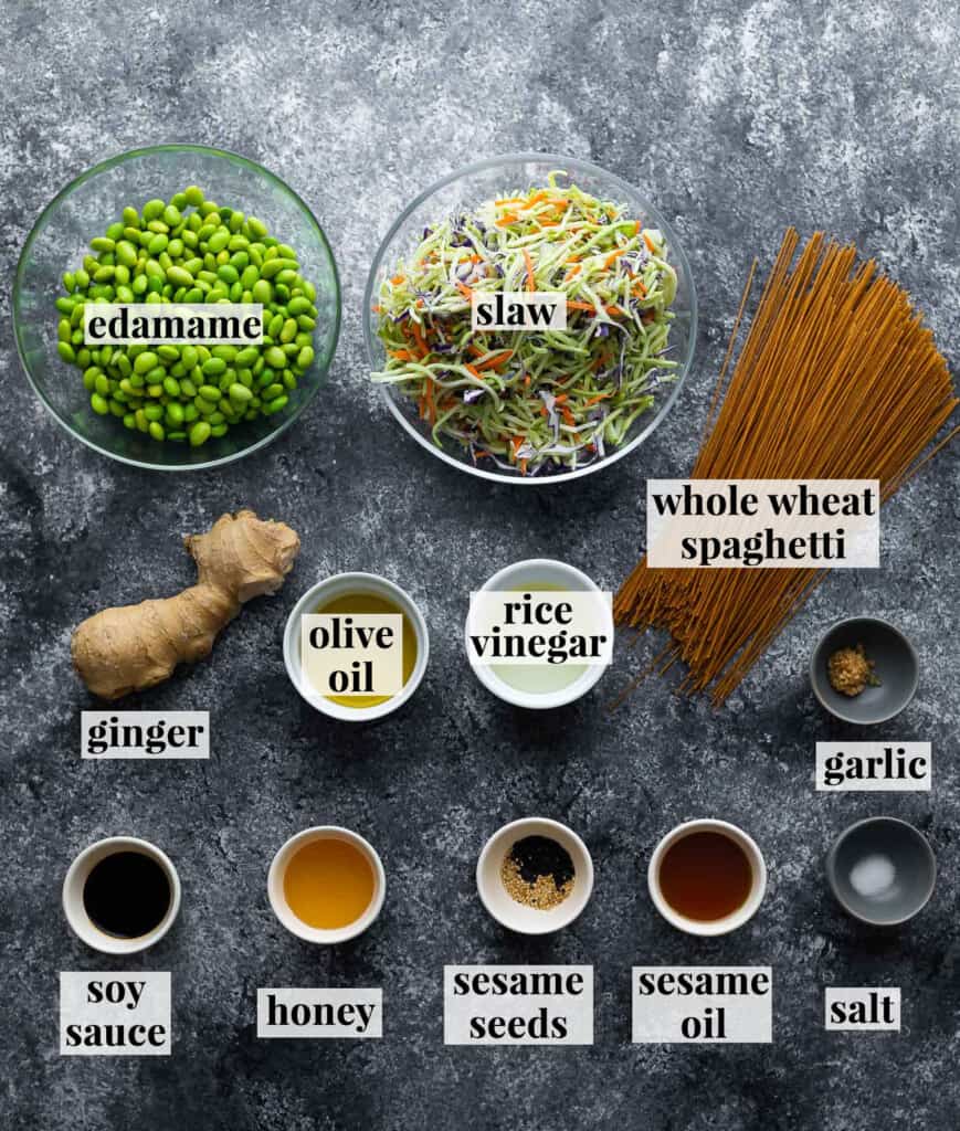 ingredients required to make edamame sesame noodles