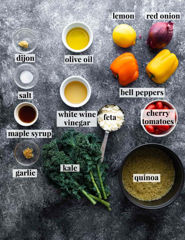 ingredients required to make kale quinoa salad
