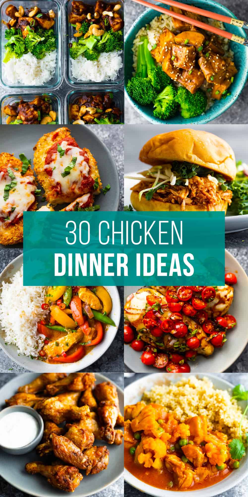 composite image with text 30 chicken dinner ideas