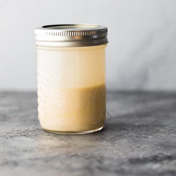 Creamy Maple Tahini Dressing in a jar
