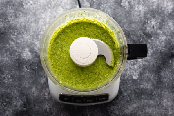 Classic Basil Pesto blended in the food processor