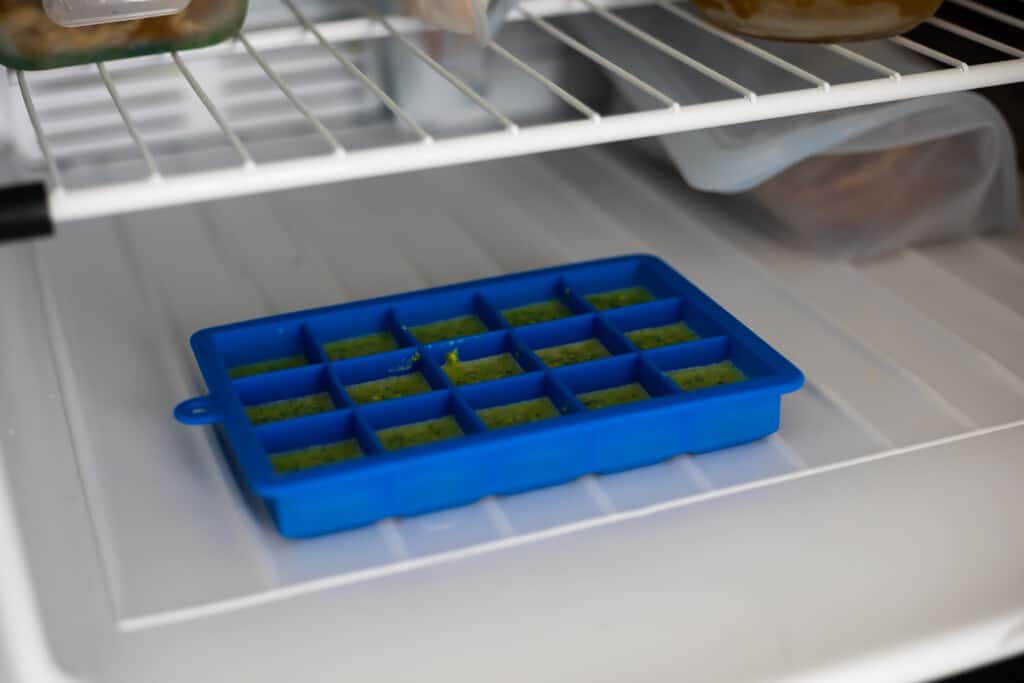 How to freeze pesto in Ice Cube Tray. Ice Cube Tray in Freezer.