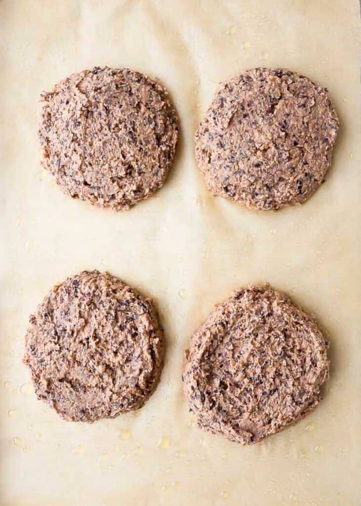 patted out black bean burgers