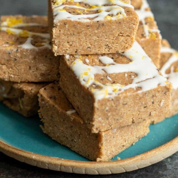 a side shot of lemon protein bars
