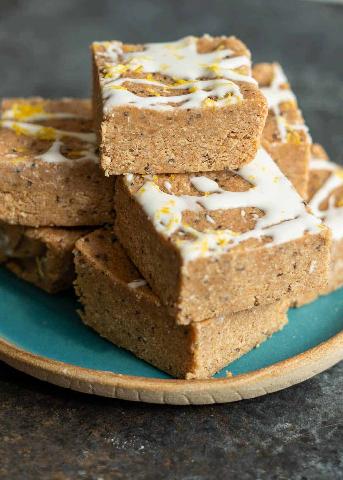 a side shot of lemon protein bars