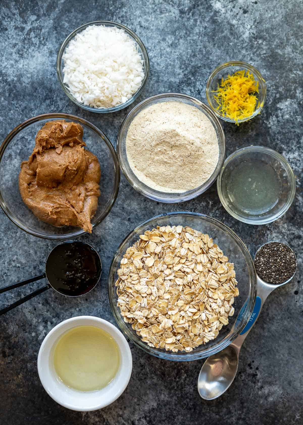 ingredients for lemon protein bars
