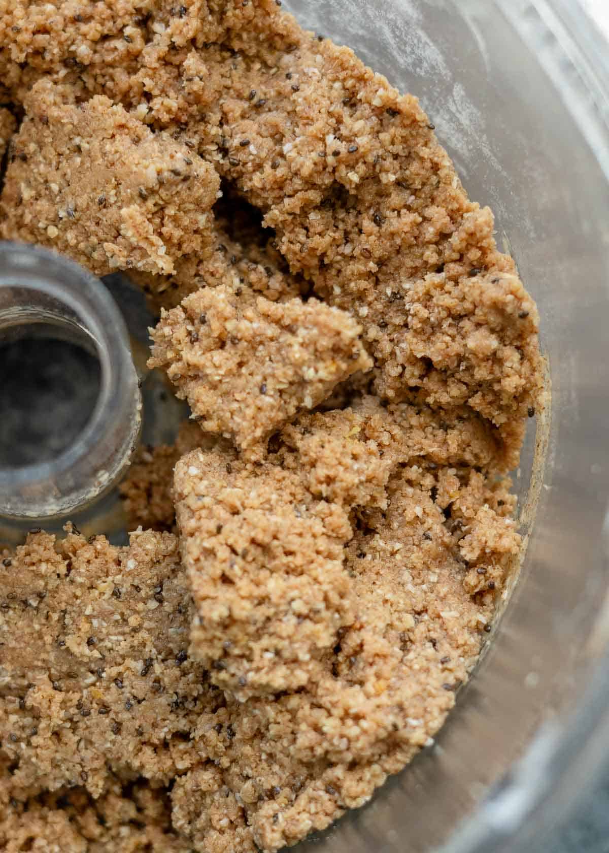 protein bar mixture in a food processor 