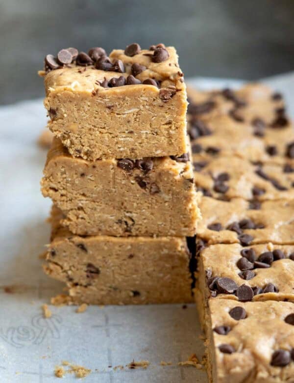 sliced and stacked homemade protein bars