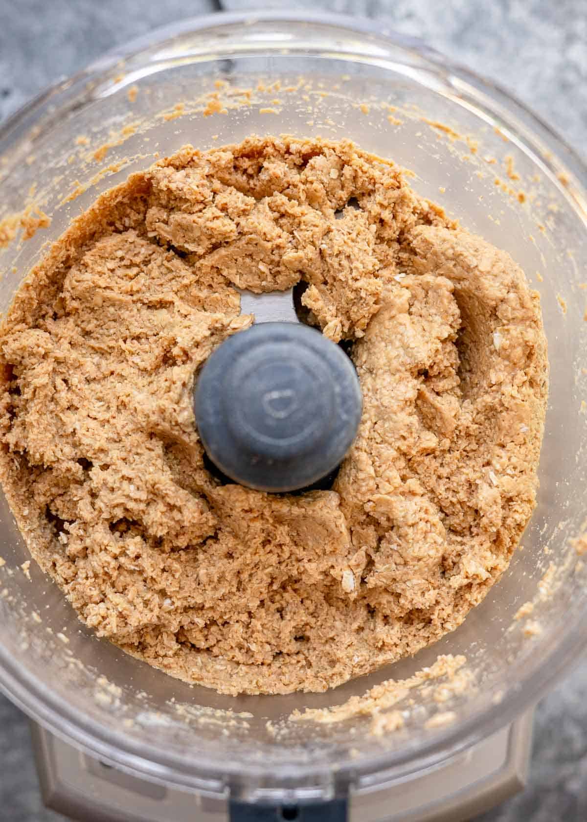 protein bar ingredients in a food processor