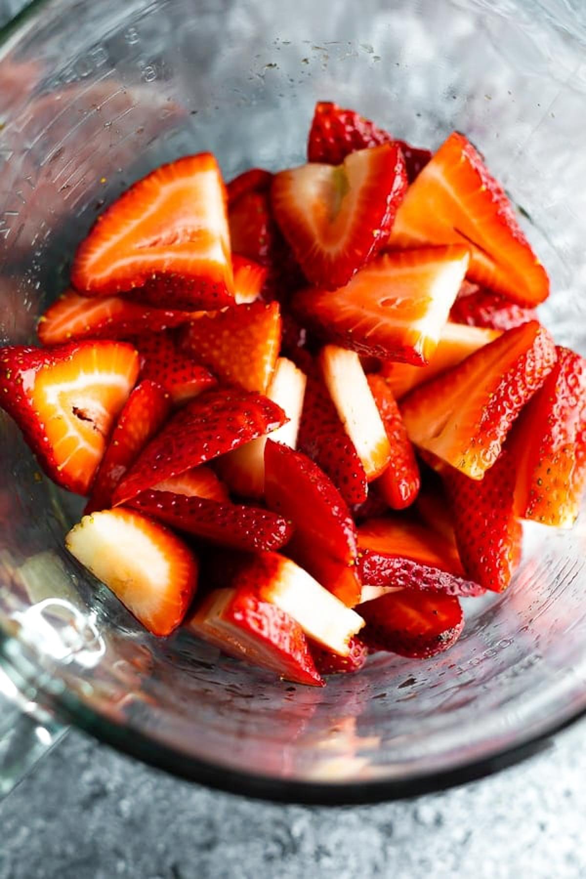 an overhead shot of strawberries