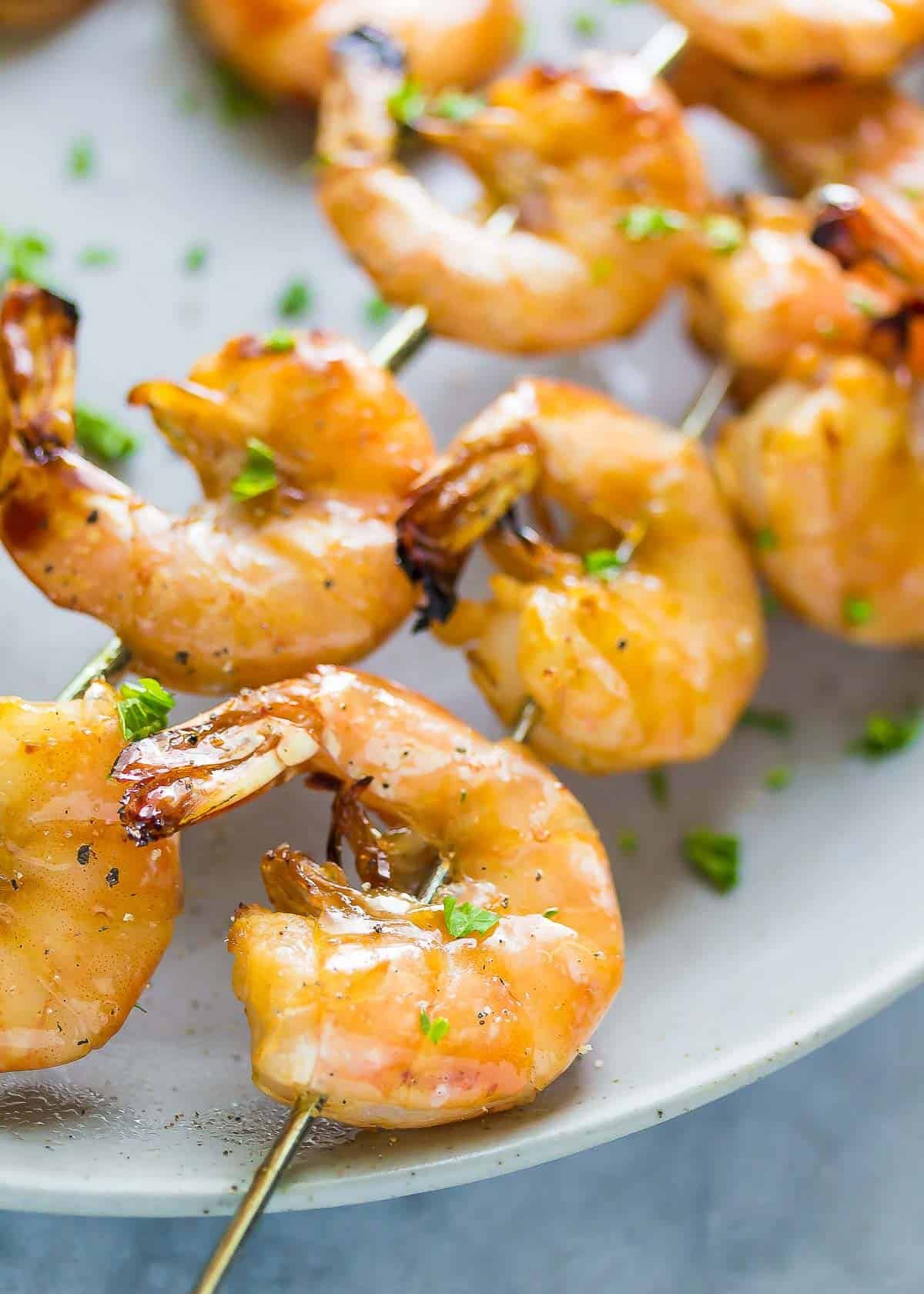closeup of grilled shrimp with maple chipotle flavor