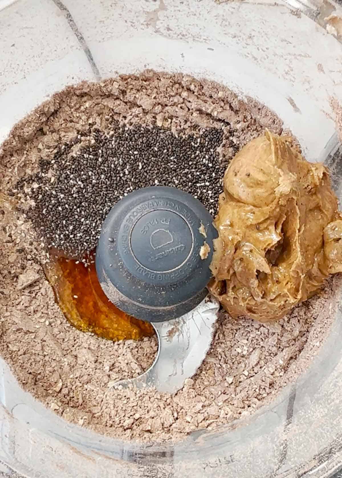 homemade protein bar ingredients in food processor