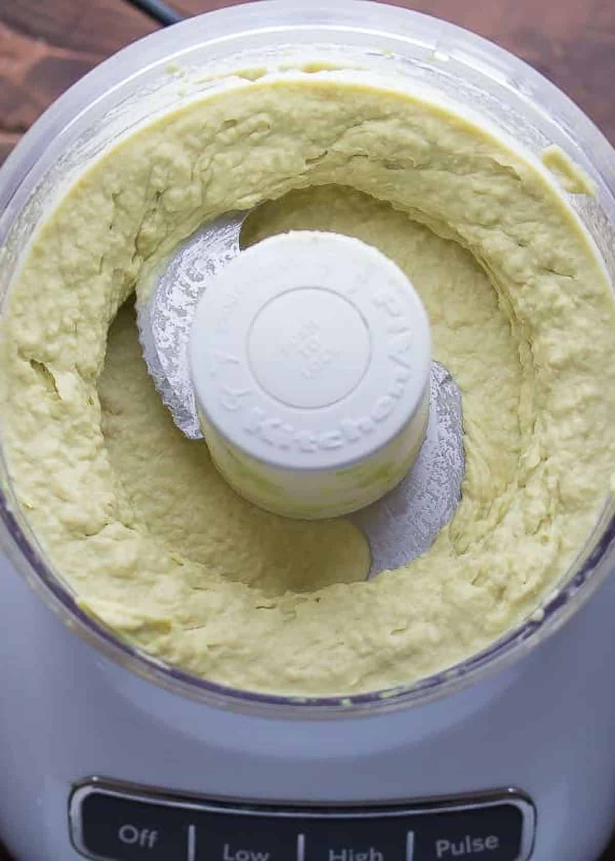 spicy white bean dip blended until smooth in a food processor