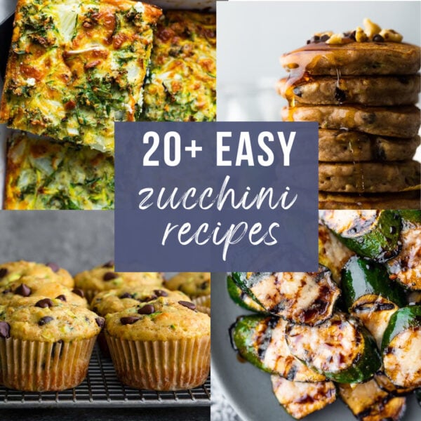 a collage image of zucchini recipes