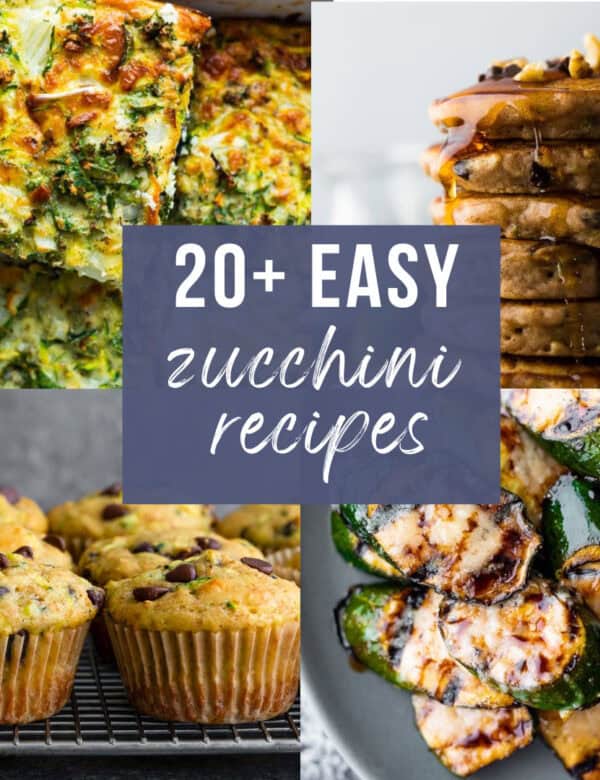 a collage image of zucchini recipes