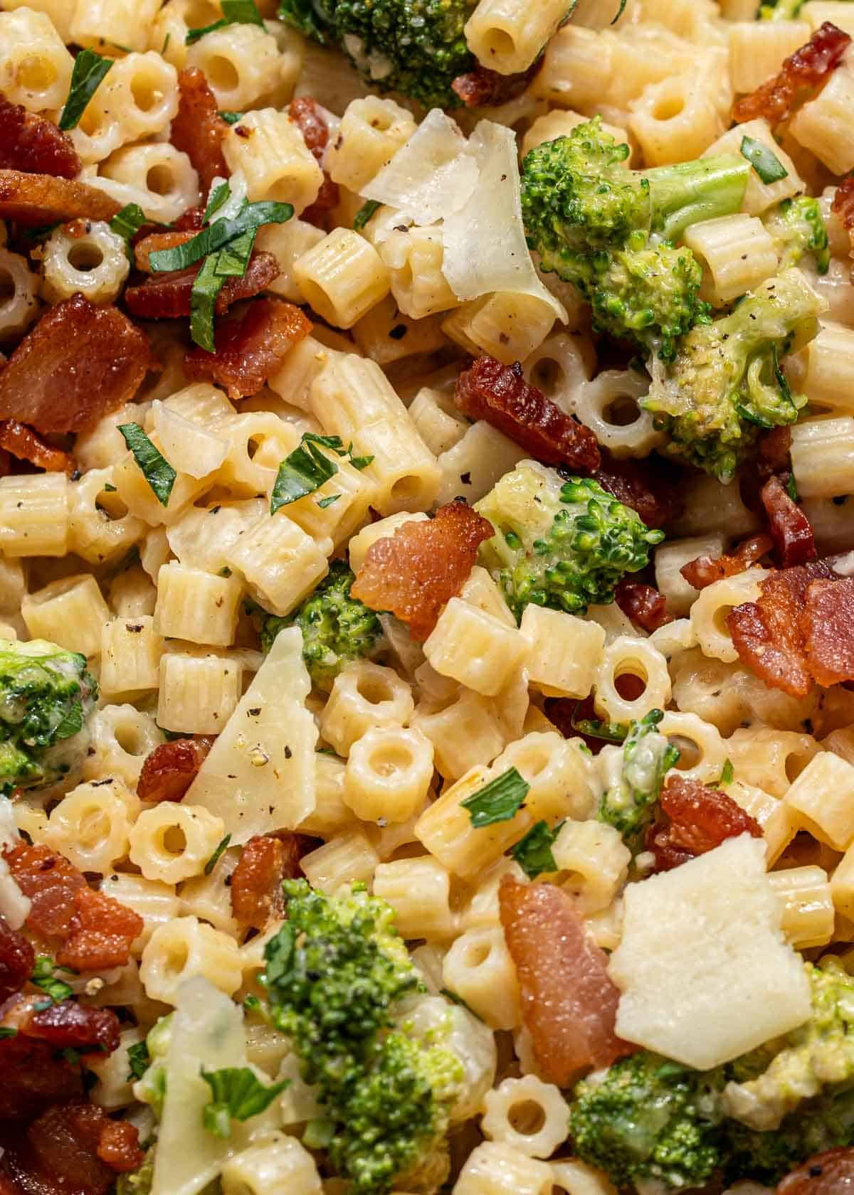 closeup shot of pasta in a skillet