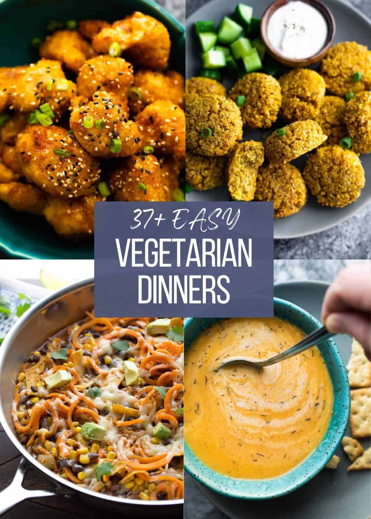 split image of 4 easy vegetarian dinners