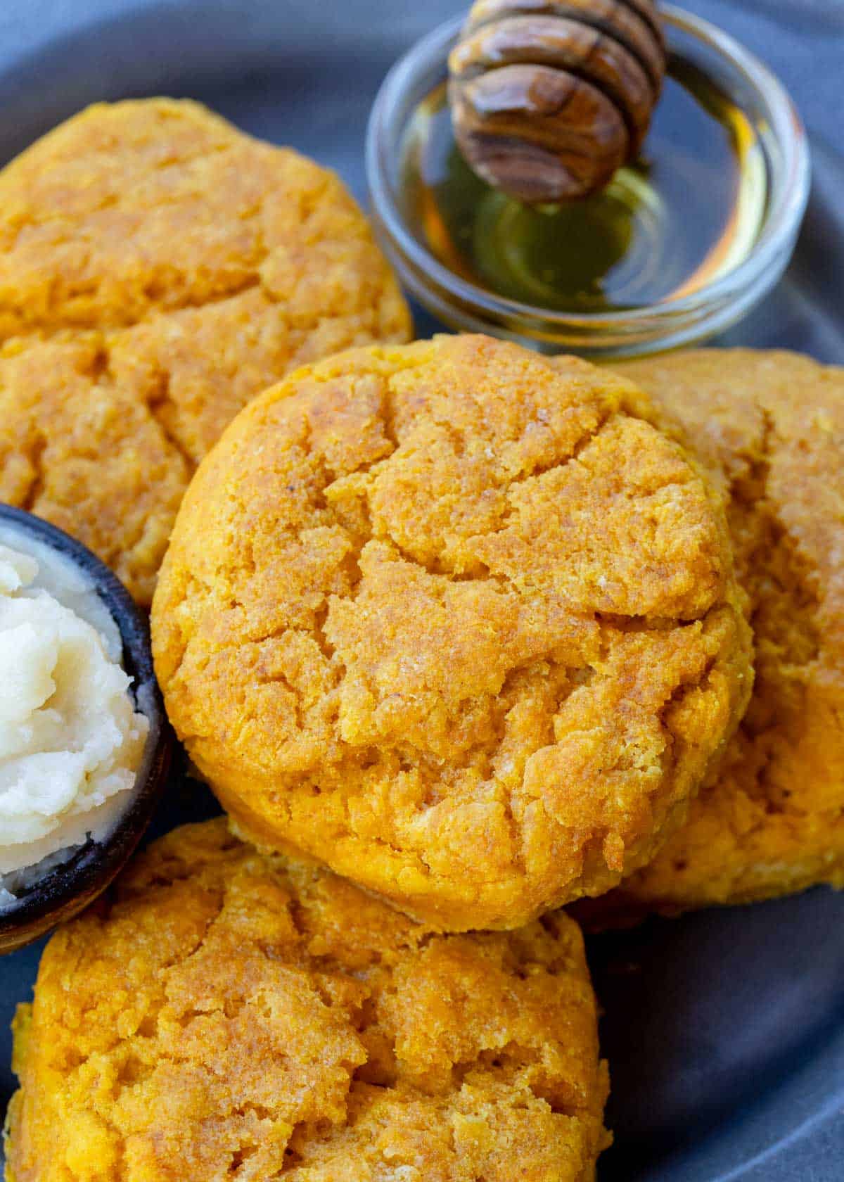 a closeup overhead shot of pumpkin biscuits