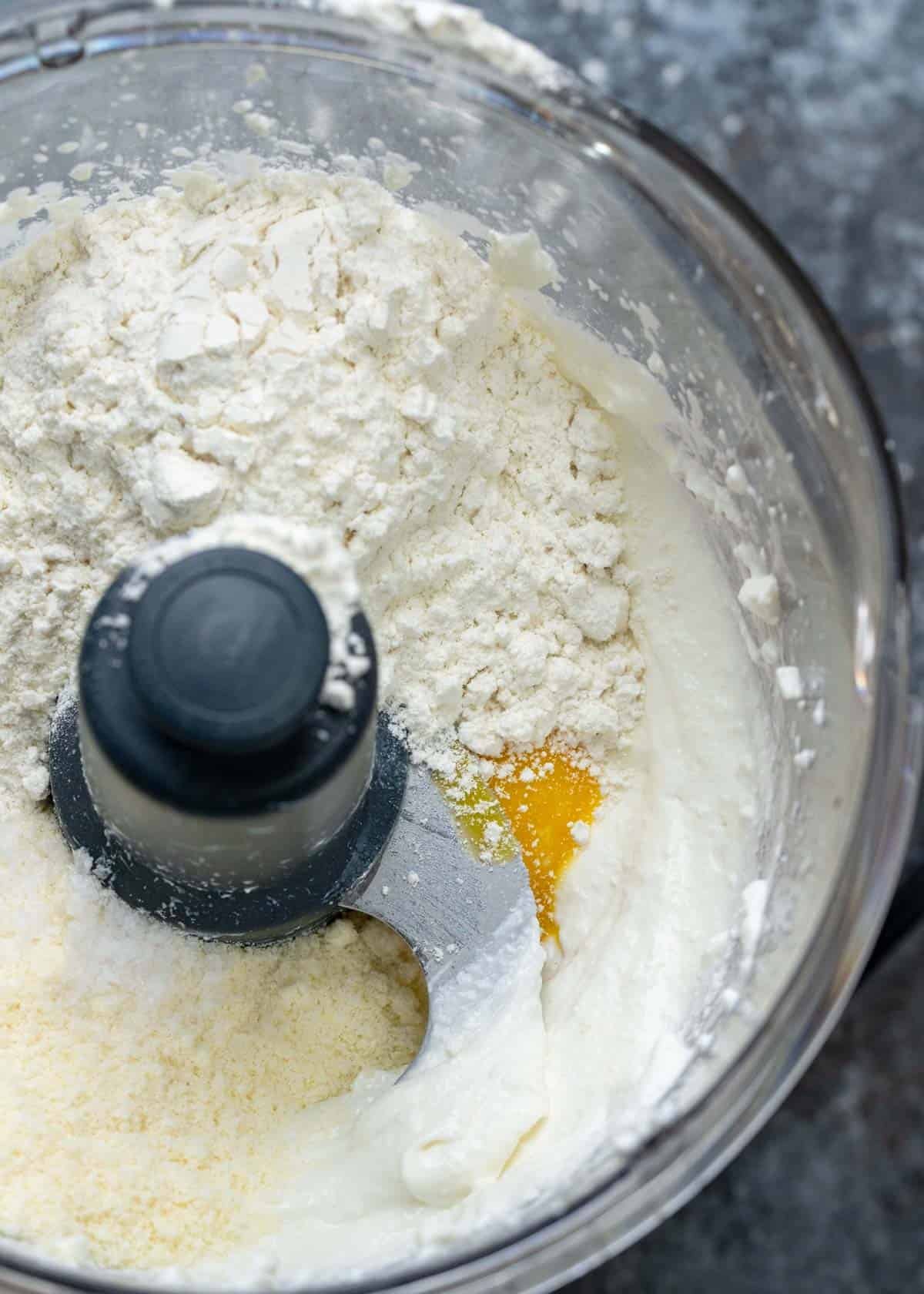 whipped cottage cheese in a food processor with flour, eggs and salt to make gnocchi 