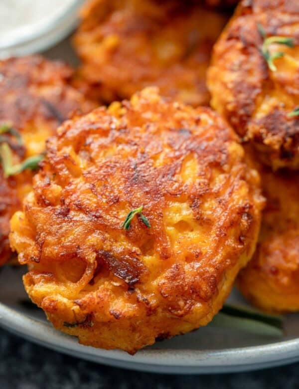 closeup of butternut squash fritters
