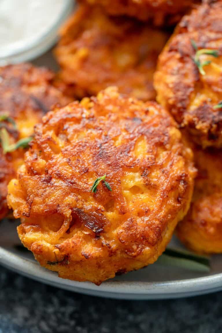 closeup of butternut squash fritters