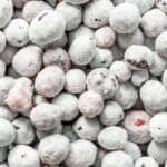 a very closeup shot of candied cranberries