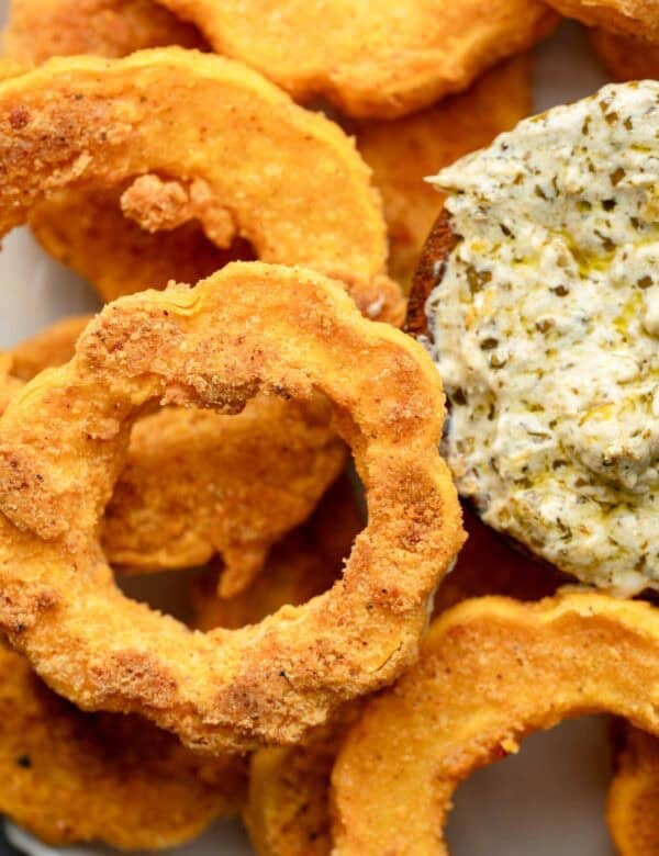 close up of squash rings