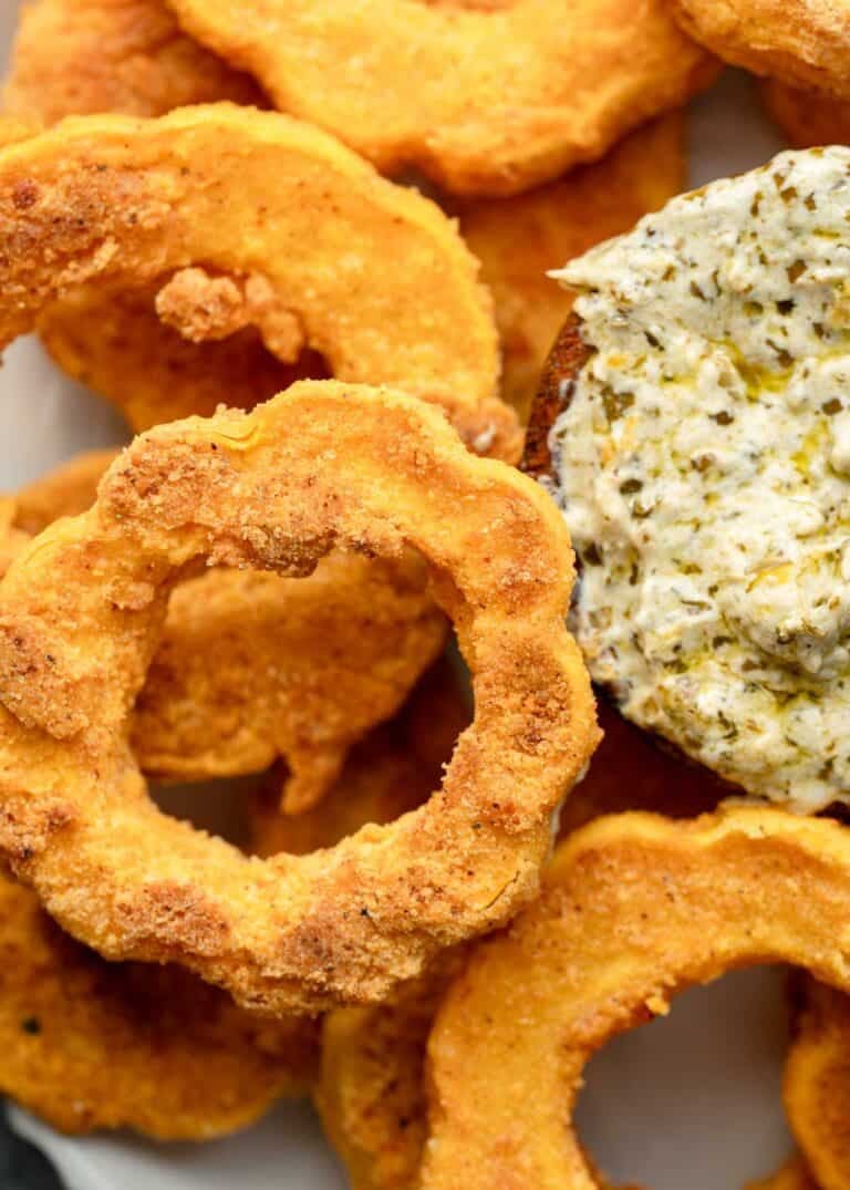 close up of squash rings