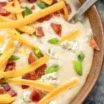 a closeup of boursin potato soup