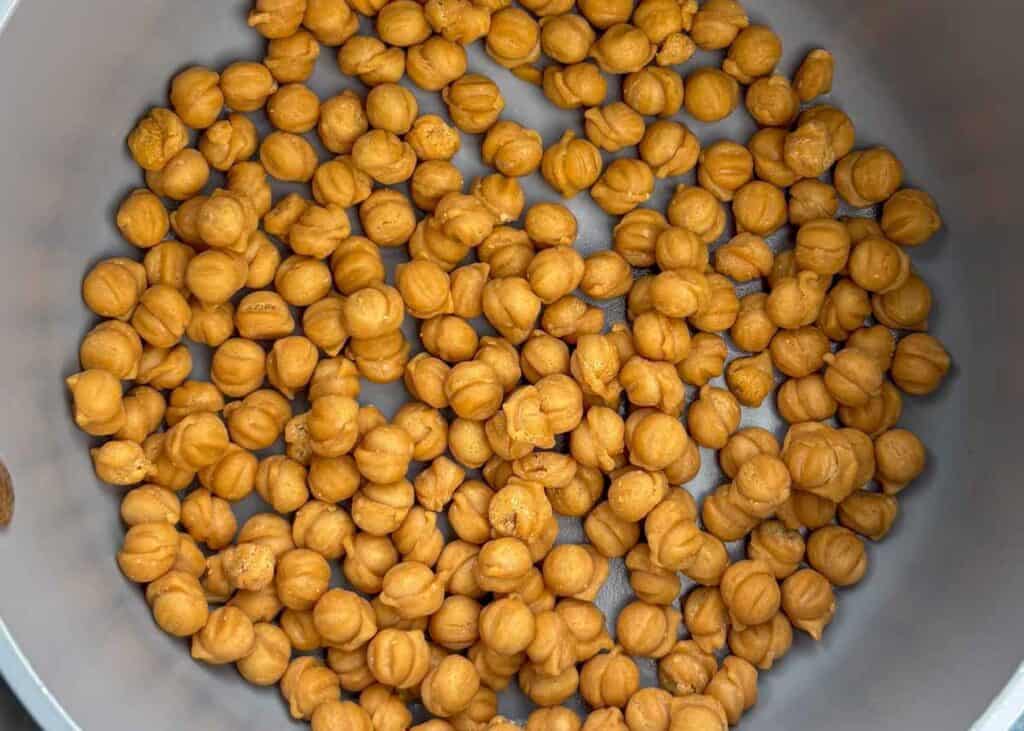 caramel bits in a saucepan