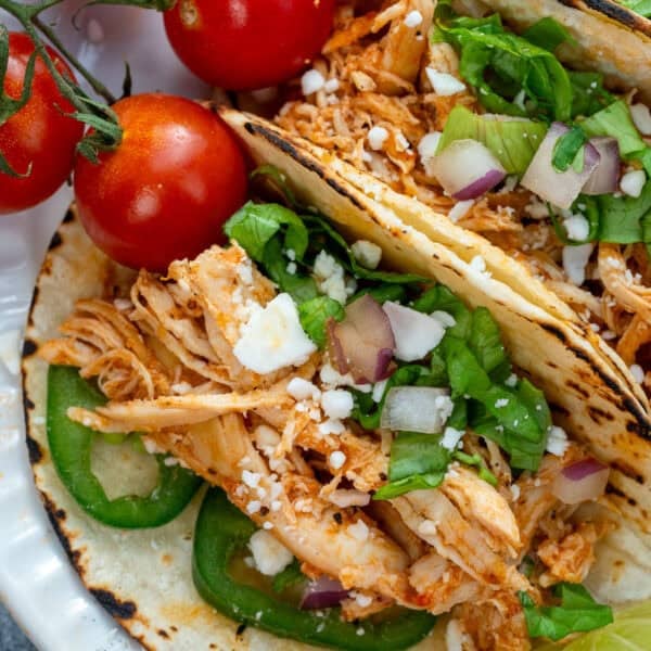 juicy chicken tinga tacos served right from the slow cooker