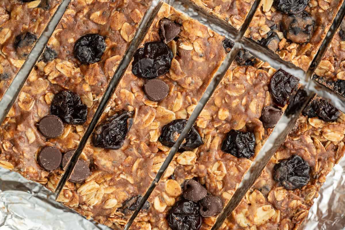 sliced dark chocolate cherry granola bars