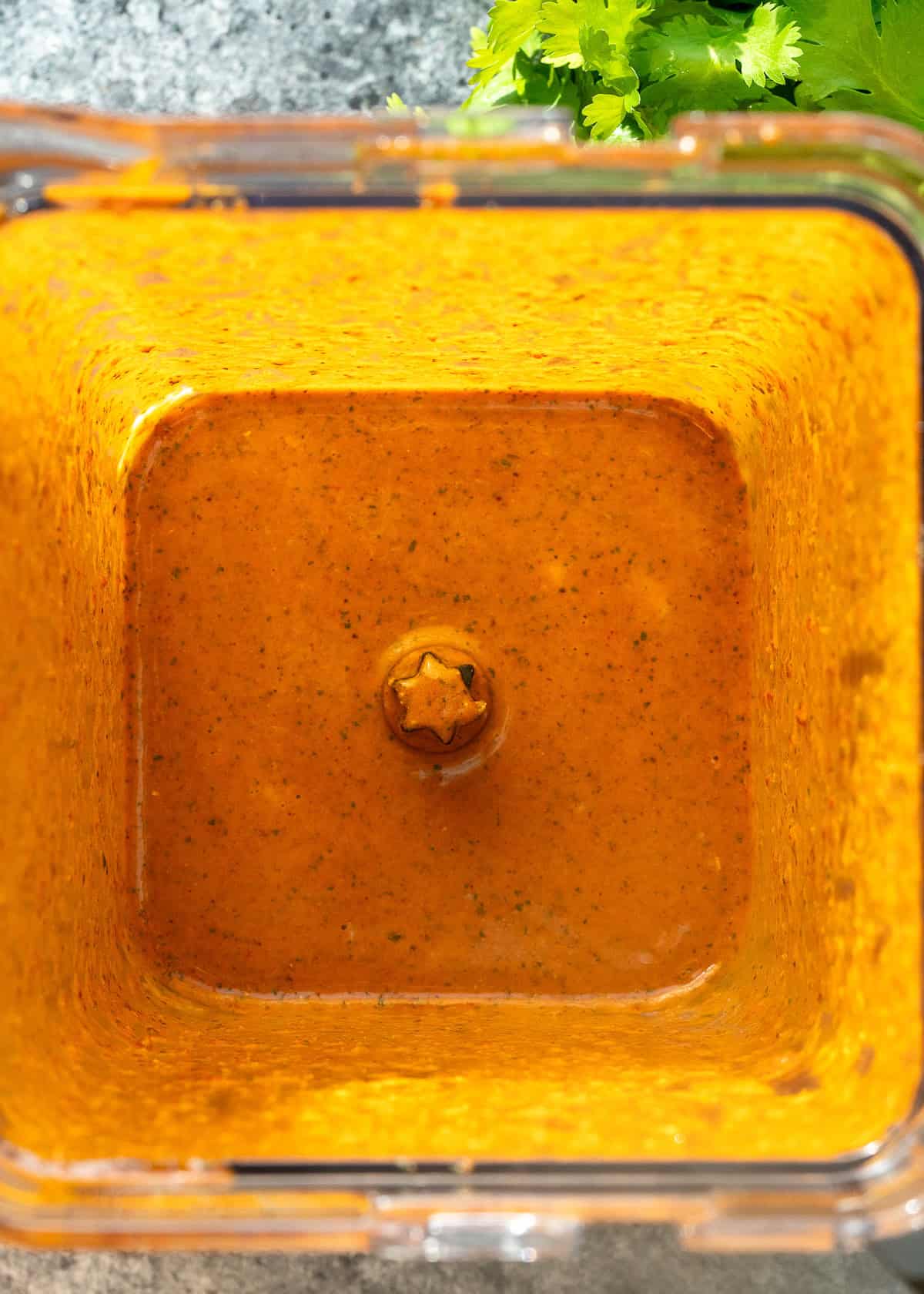 overhead image of carne asada marinade in blender