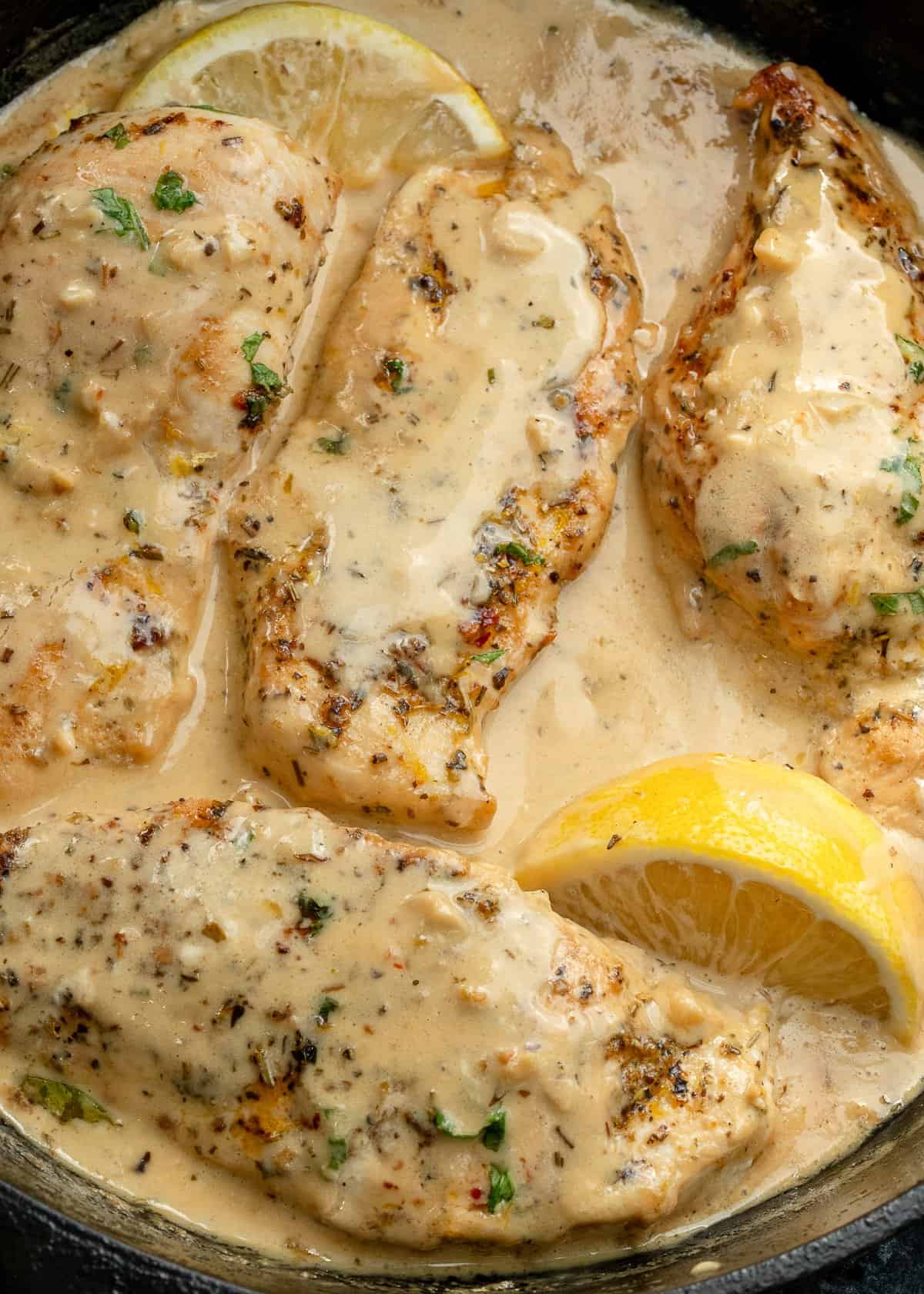lemon garlic chicken in a creamy sauce
