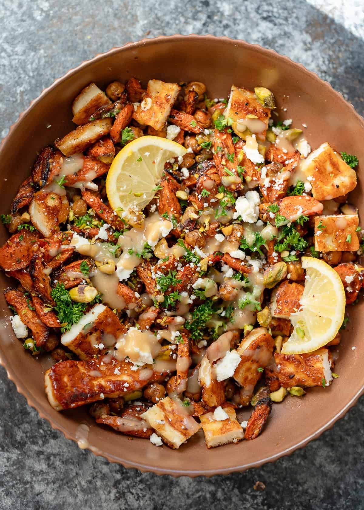 Hot Honey Halloumi Salad