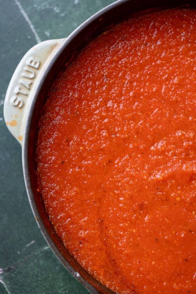 overhead shot of pomodoro sauce