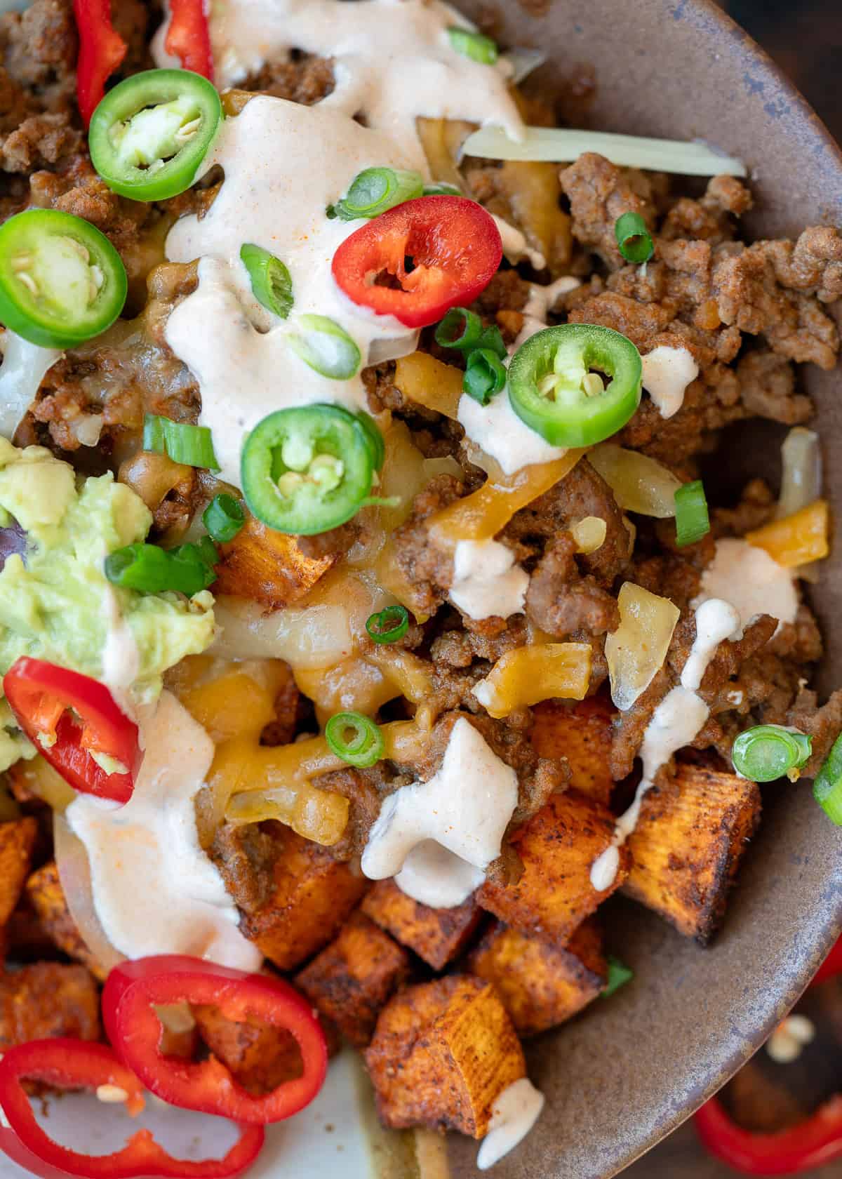 closeup of a sweet potato taco bowl