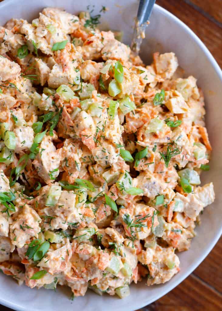 overhead shot of chicken salad