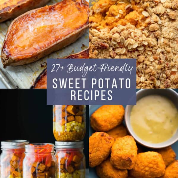 split image of 4 budget-friendly sweet potato recipes